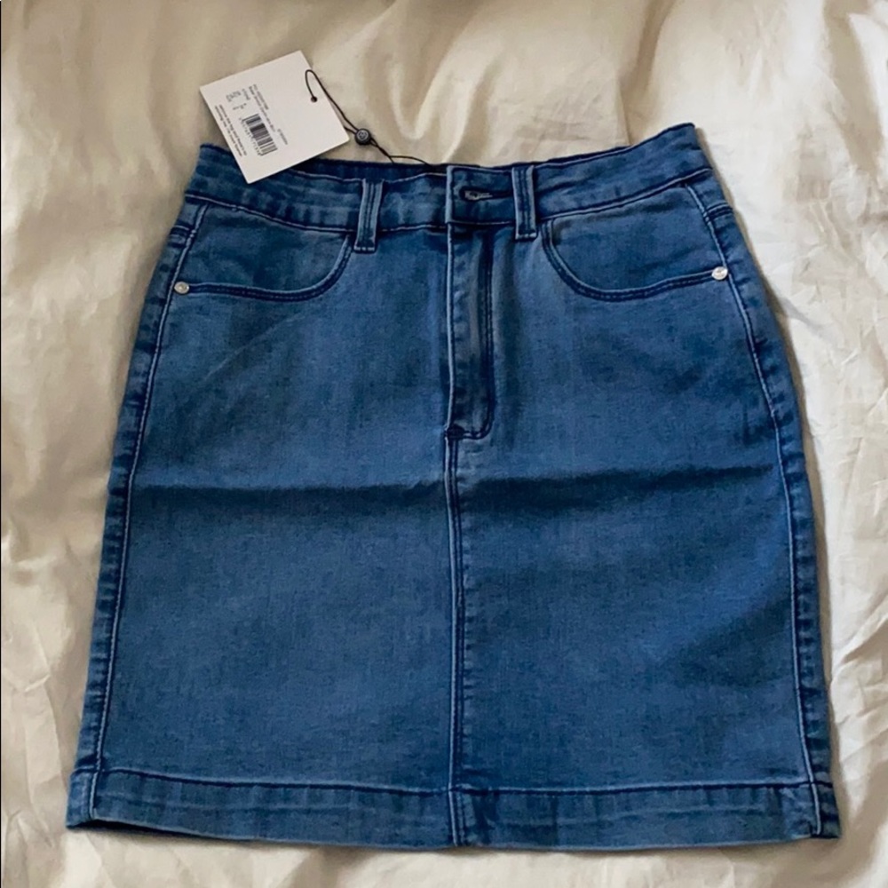 Blue Superstretch Stonewash Denim Mini Skirt